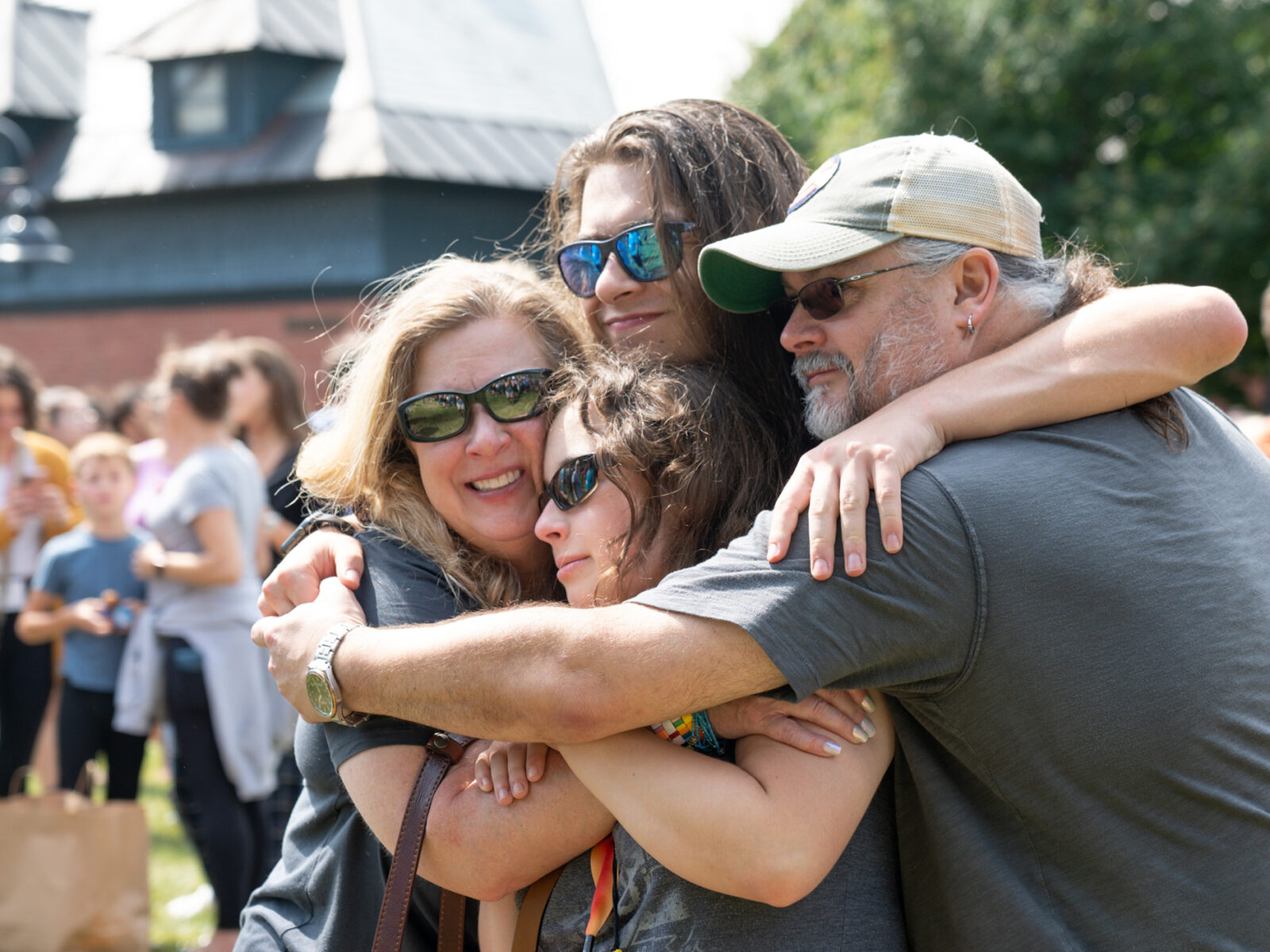 big group family hug